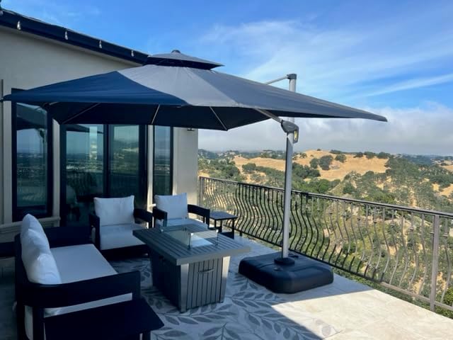 PURPLE LEAF 10ft Patio Umbrella Outdoor Square Umbrella Large Cantilever Umbrella Windproof Offset Heavy Duty Sun for Garden Deck Pool Patio, Navy Blue PURPLELEAF