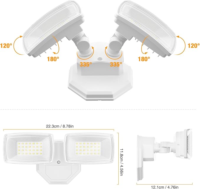Onforu 3200LM Flood Lights Outdoor, 32W 6500K LED Security Light Manual Switch Controlled, IP66 Waterproof Outdoor Lights, Wall Mount Exterior Flood Light with 2 Adjustable Heads Floodlights Outside Onforu