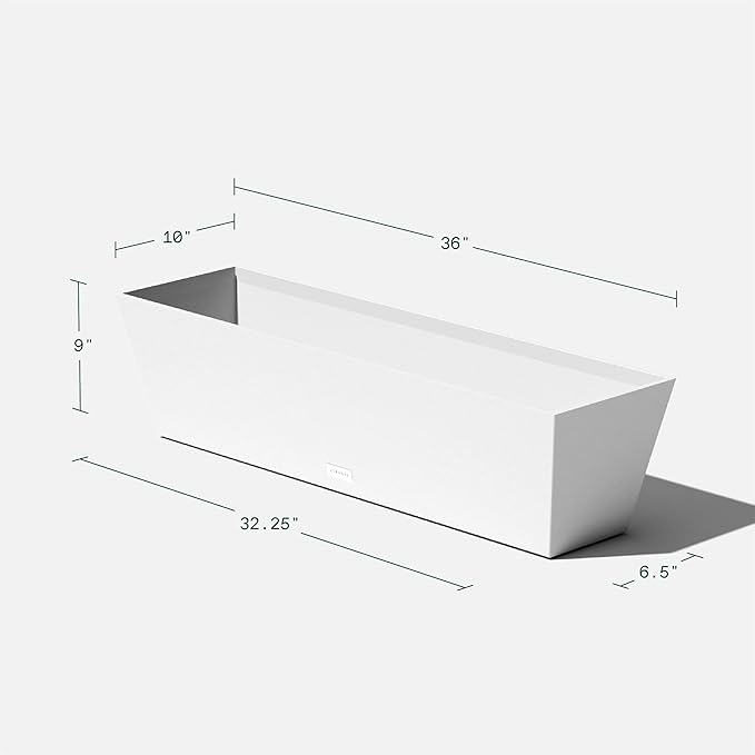 Veradek Pure Series Window Box Planter - Long Rectangular Planter for Indoor or Outdoor Windowsill/Balcony | Durable All-Weather Use with Drainage Holes | Modern Decor for Herbs, Small Plants, Flowers VeradekOutdoor