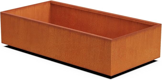 Plantercraft Large Rectangular Planters for Outdoor Plants 48x24x12 Inch Corten Steel Raised Garden Bed | Extra Large Outdoor Planter Box for Patios & Gardens | Heavy Duty 11-Gauge, Fully Assembled Plantercraft
