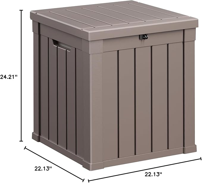 EasyUp 50 Gallon Deck Box Outdoor Storage Box for Patio Furniture,Outdoor Cushions,Garden Tools and Pool Supplies,Waterproof,Resin（Gray） EASYUP