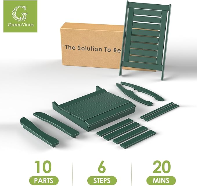 GREENVINES Outdoor Rocking Chairs | Set of 4 | Porch Rocker | HDPE Plastic | Forest | Oversized Rockers | High Back | Big & Tall | Ladder Back | for Patio Outside Backyard Balcony Garden GreenVines