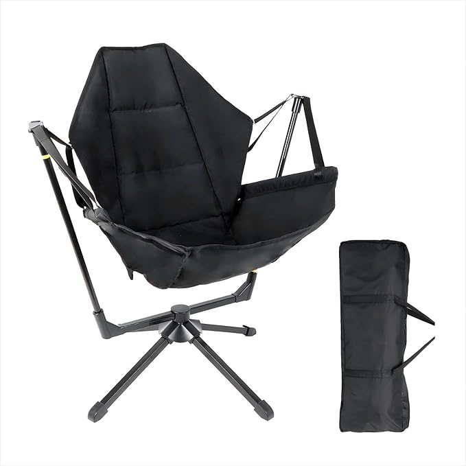 FAHKNS Hammock Camping Chair, 360° Swivel Chair with Adjustable Backrest, Foldable and Lightweight Chair Used for Office Work, Picnic, Hiking, Portable Bag, FAHKNS