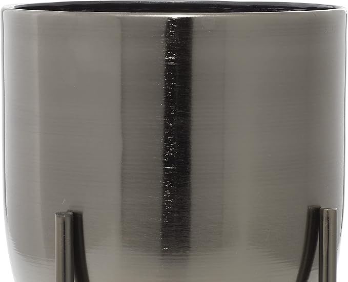 Deco 79 Metal Round Planter with Removable Stand, Set of 2 16", 13"H, Black Deco79