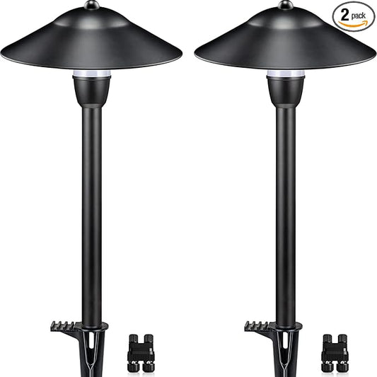 SUNVIE LED Pathway Lights Low Voltage 12-24V 3W Landscape Lighting, 3000K Low Voltage Landscape Lights, IP65 Waterproof Aluminum Path and Area Light for Outdoor Yard Garden Walkway, 2 Pack SUNVIE