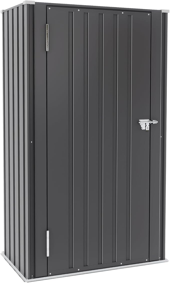 Greesum Outdoor Metal Storage Cabinet, 55'' Lockable Tall Shed, Vertical Tool Organizer Without Shelves for Garage, Patio, Backyard, Home & Lawn, Black BuynowfromGreesum