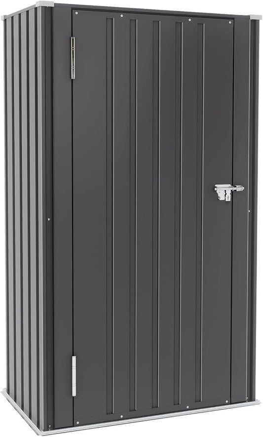 Greesum Outdoor Metal Storage Cabinet, 55'' Lockable Tall Shed, Vertical Tool Organizer Without Shelves for Garage, Patio, Backyard, Home & Lawn, Black BuynowfromGreesum