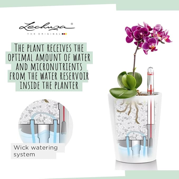 Lechuza MINI-DELTINI Charcoal Metallic, Self-Watering Small Indoor Planter, H5.1 L3.9 W3.9 in LECHUZA