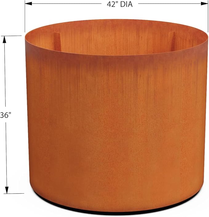 PLANTERCRAFT Corten Steel Metal Planter Box, Round Sizes, Modern Garden Steel planters for Commercial and Residential Outdoor Use. Plantercraft