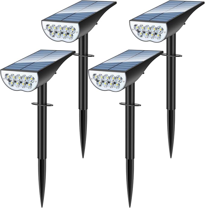 Solar Spot Lights Outdoor, Solar Lights Outdoor Waterproof IP65, 3 Brightness Modes Dusk to Dawn Landscape Spotlights for Yard Garden Pathway Tree Decoration, Cool White, 4 Pack ZookkiDirect