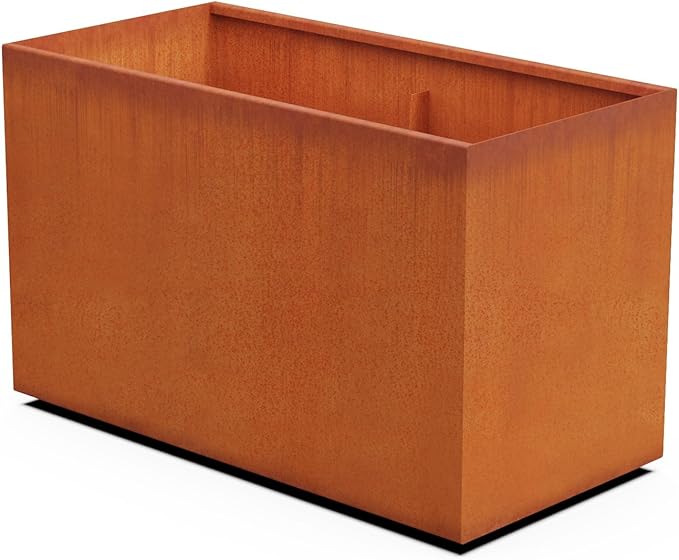 PLANTERCRAFT Extra Large Rectangular Planters for Outdoor Plants – 48x24x30 Inch Corten Steel Planter, Heavy Duty Large Outdoor Planter Box for Garden & Patio, Weathering Steel Metal Planter Rectangle Plantercraft