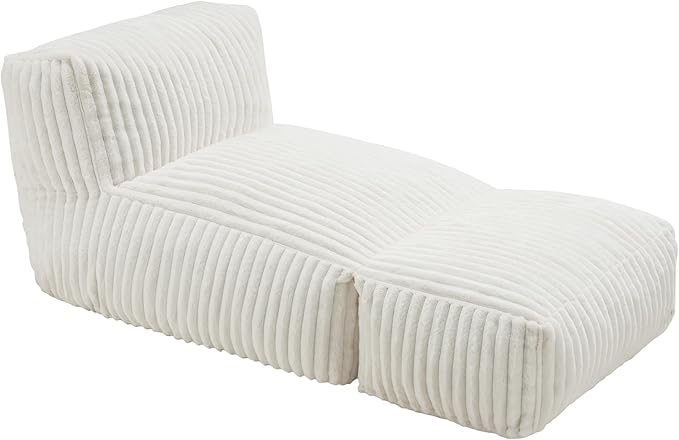 Hobestluk Big Bean Bag Lounger Chairs Large Beanbag Chair for Adults Bean Bag Sofa with Memory Foam Filled for Living Room, Bedroom or Balcony (Stripe White) YourHomeDeservesMore