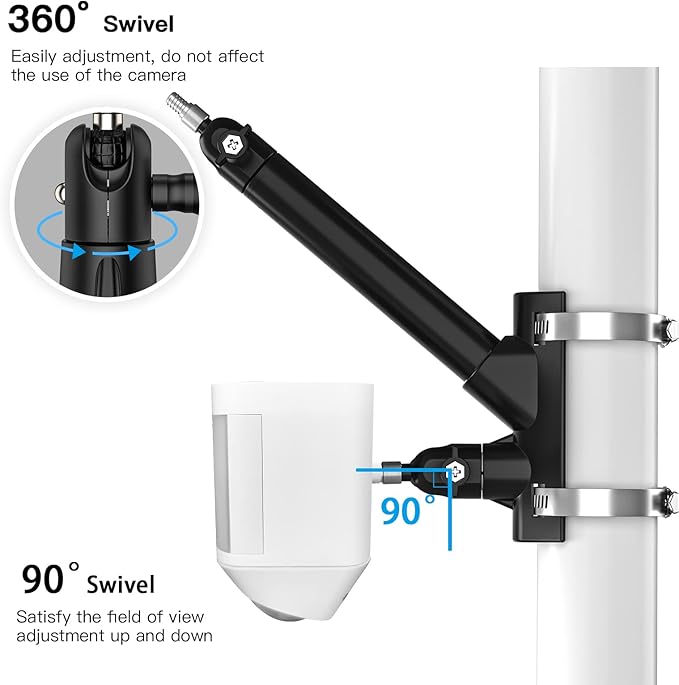 HOLACA 2-in-1 Pole Mounting Bracket for Ring Stick Up Cam/Spotlight Cam Pro/Plus/Outdoor Cam Plus, Solar Panel and Battery Outdoor Mount Accessories HOLACA