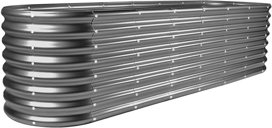 Land Guard 8×2×2ft Galvanized Raised Garden Bed Kit, Raised Garden Boxes Outdoor, Oval Metal Raised Garden Beds for Vegetables, Modern Grey LandGuard