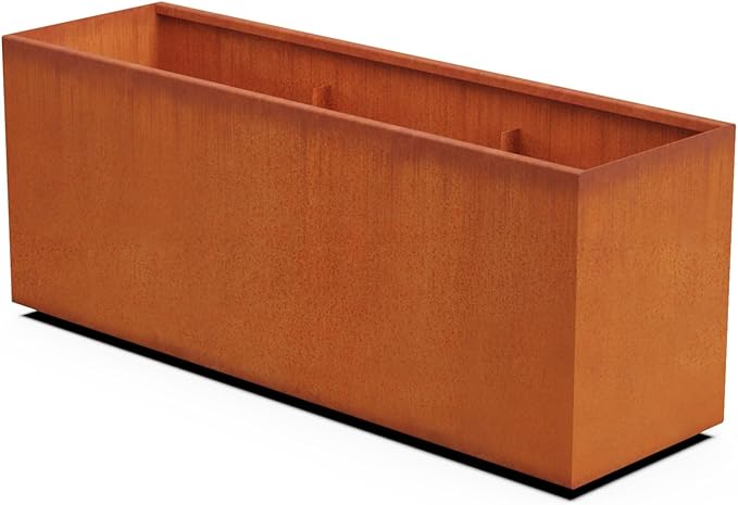 Plantercraft Large Rectangular Planters for Outdoor Plants | 60x18x24 Corten Steel Planter Box | Extra Large Outdoor Planters for Patio & Garden Divider | Weathering Steel Metal Planter Plantercraft