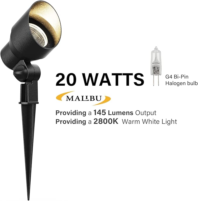 Malibu Low Voltage Landscape Lighting 20W Outdoor Spotlight Outdoor Weatherproof Lights for Low Voltage Landscape Lighting Floodlight Driveway, Yard, Lawn, Flood, Garden Rootora