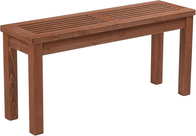 VINGLI Outdoor Wooden Bench, 40” Porch Bench Outdoor Backless Garden Bench, Small Outdoor Bench for Deck Patio Entryway VINGLI
