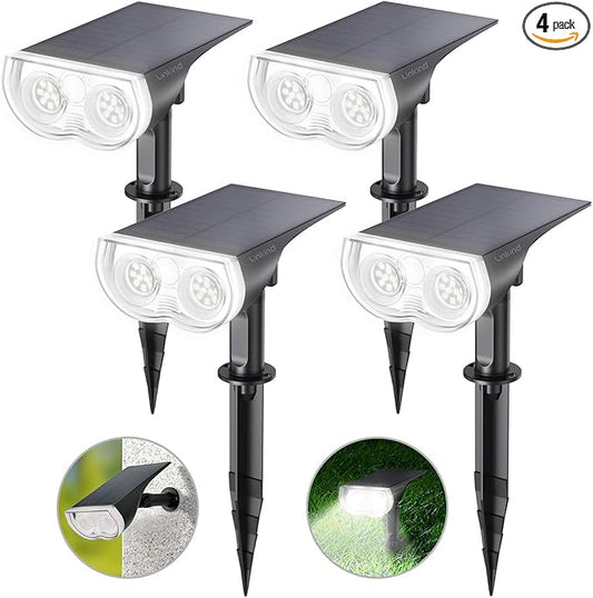 Linkind Solar Lights Outdoor Waterproof IP65, StarRay Dusk-to-Dawn Outdoor Solar Lights, 3 Lighting Modes Solar Spot Lights Outdoor for Garden, Yard, Landscape (Daylight, 4 Pack) Linkind