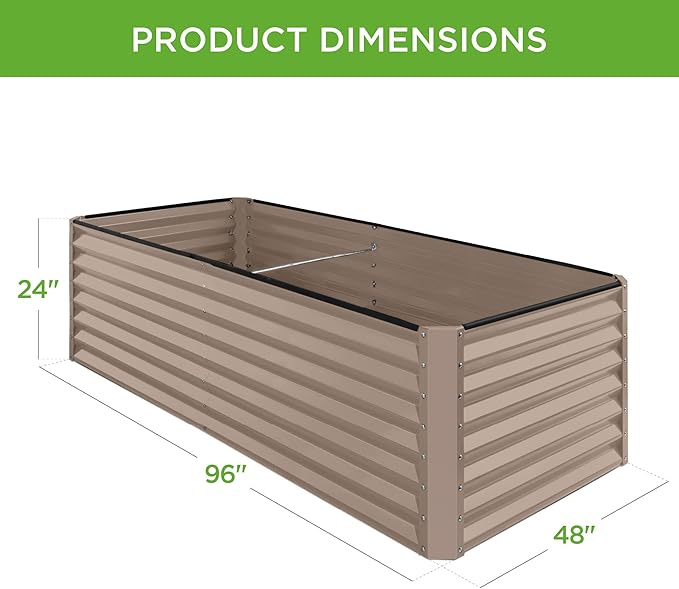 Best Choice Products 8x4x2ft Outdoor Metal Raised Garden Bed, Deep Root Planter Box for Vegetables, Herbs & Flowers, 478-Gallon Capacity, 100% Non Toxic Materials - Taupe BestChoiceProducts