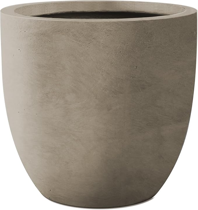 Kante 16.5" Dia Round Concrete Planter, Large Outdoor Modern Indoor Decorative Plant Pots with Drainage Hole and Rubber Plug for Home and Garden, Weathered Concrete Kante