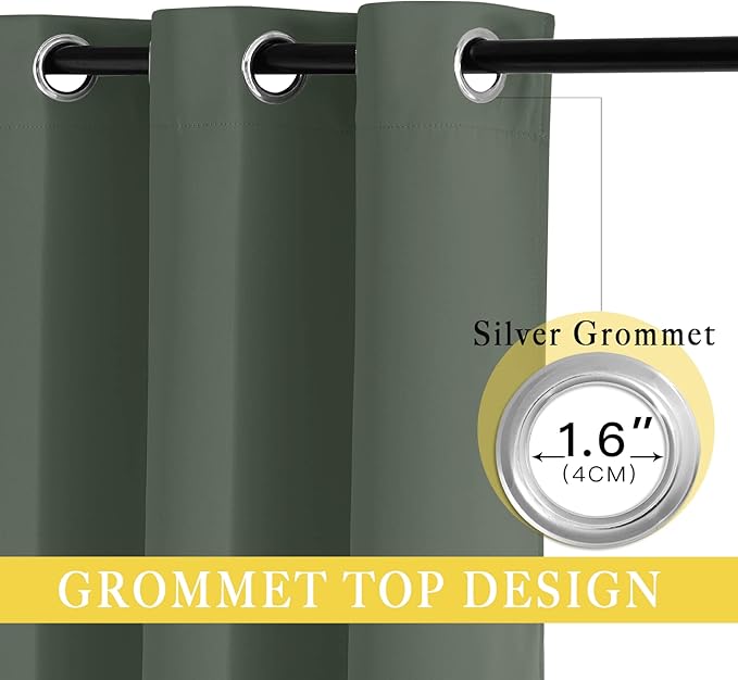 NICETOWN Blackout Doorway Curtain Drape 72 inch Length - Grommet Noise Reducing Thermal Insulated Solid Modern Window Treatments for Bedroom/Porch (1 Panel, Dark Mallard, 66 x 72 Inch,) NICETOWN