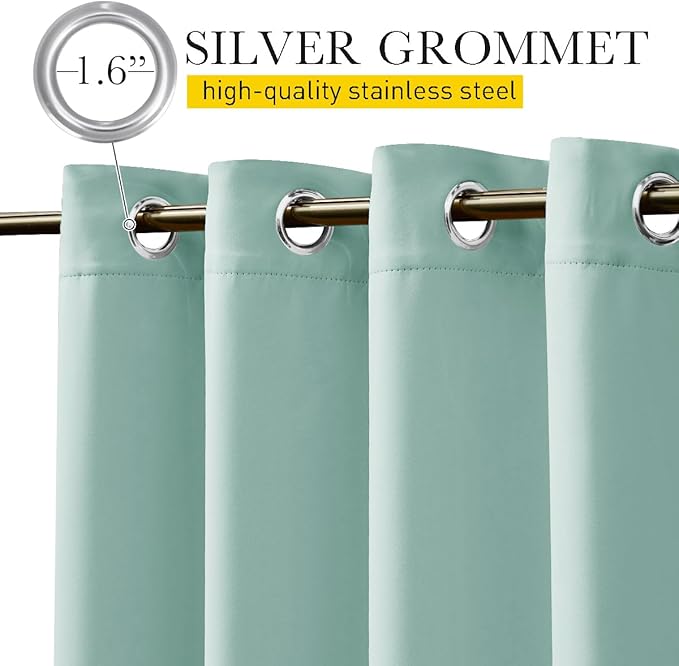 NICETOWN 2 Panels Waterproof Outdoor Curtains Fixed Grommet & Back Tab on Top & Bottom, Thermal Insulated Keep Rain & Sun Out Privacy Windproof Outdoor Draperies with Rope, W52 x L72, Aqua Blue NICETOWN