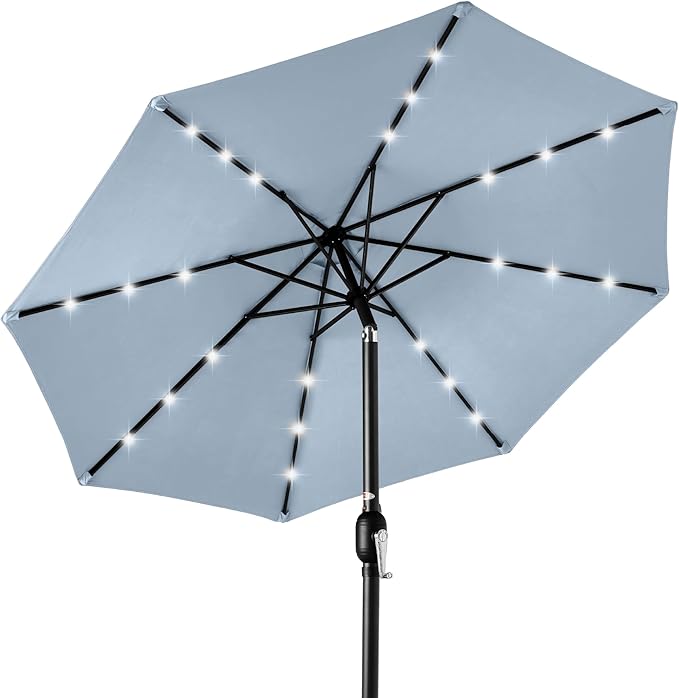 Best Choice Products 10ft Solar Polyester LED Lighted Patio Umbrella w/Tilt Adjustment and UV-Resistant Fabric BestChoiceProducts