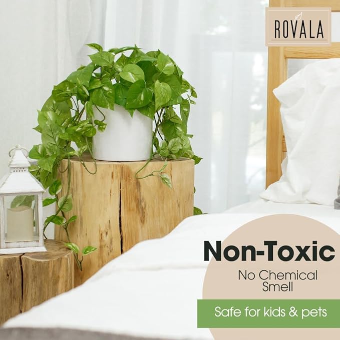 ROVALA Silk Plants for Home Decor Indoor in Pot Realistic Artificial Plants Fake Hanging Plants Faux Plants Indoor Fake Potted Plants Fake Plants for Shelves Bathroom Plants, Fake Pothos (Light Green) ROVALA