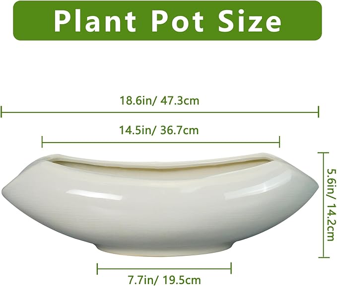 Bonsai Pots 18 Inch - Ceramic Succulent Pots with Drainage Hole Decorative Plant Pot Indoor Large Outdoor Planter Modern Flower Pot for Home Garden Room Decor Gray Teagas