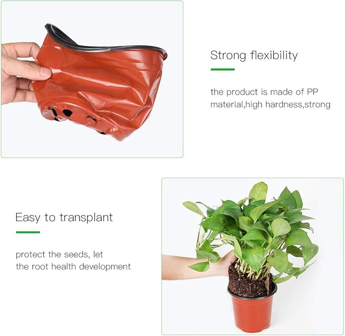 JERIA 200 Pack 6 Inch Plastic Nursery Pots Comewith Drainage Holes, Seedling Flower Plant Container and Seed Starting Pots with 200 Pcs Labels JERIA