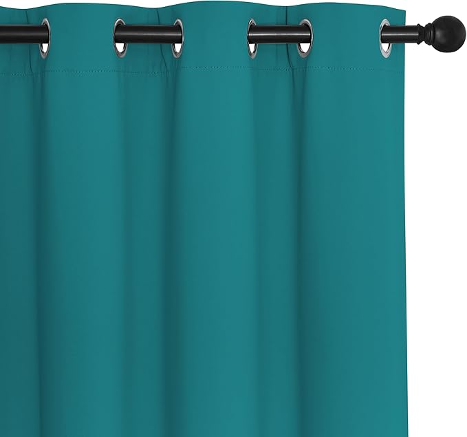 NICETOWN Blackout Curtains 120 inch Length for Sliding Glass Door, Grommet Thermal Insulated Room Darkening Sound Reducing Drapes for Room Divider, 1 Panel, W52 x L120, Peacock Teal NICETOWN