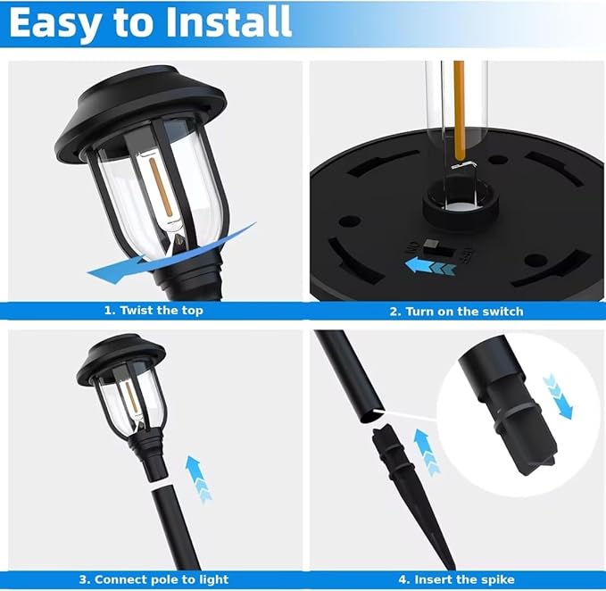 12 Pack Solar Pathway Lights Outdoor, Dusk to Dawn Solar Lights Outdoor Waterproof,Solar Garden Lights Solar Powered, Landscape Lighting for Yard Walkway Driveway Path Warm White ILANCK