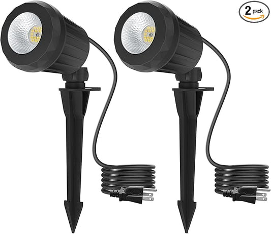 Spotlight Outdoor – 120V Plug-in, 2700K Warm White LED Landscape Spot Lights with RGB 3 Lenses for Yard, Garden, Lawn&Tree Decor, IP67 Waterproof, Perfect for Holidays&Everyday (2 Pack, Black) Holeva