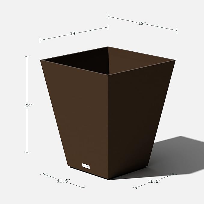 Veradek Nobleton Indoor/Outdoor Wide Square Planter (Espresso, 22 inch - 2 Pack with 2 Saucer Trays) VeradekOutdoor
