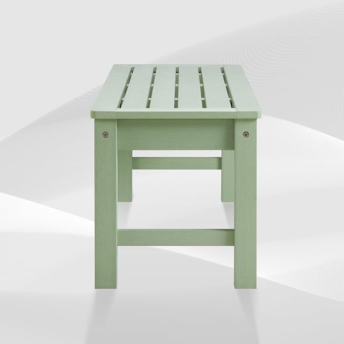 Psilvam Outdoor Bench, Two Person Poly Lumber Porch Bench, Weatherproof Garden Bench That Never Rot and Fade, All-Weather Patio Bench Suit for Garden, Porch, and Park (Green) PsilvamGardenFurniture