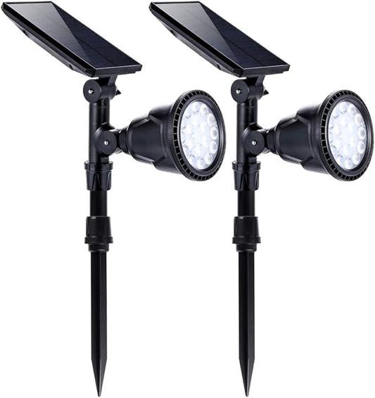 Solar Spotlights Outdoor 18 LED 300 Lumens Waterproof Adjustable Wall Light for Patio Garden Driveway (2 Pack) MOLEBIT