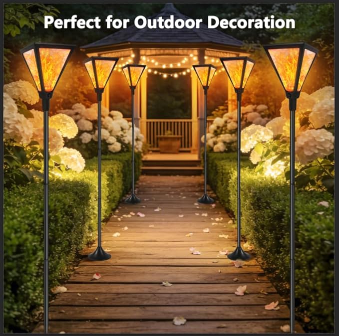 Upgraded Extra-Tall Solar Lights Outdoor, 2 Pack Flickering Flame Solar Torch Lights with 61"Tall & Super Larger Size, Solar Flame Lights Waterproof Tiki Torches for Outside Garden Patio Yard Pathway SANJICHA
