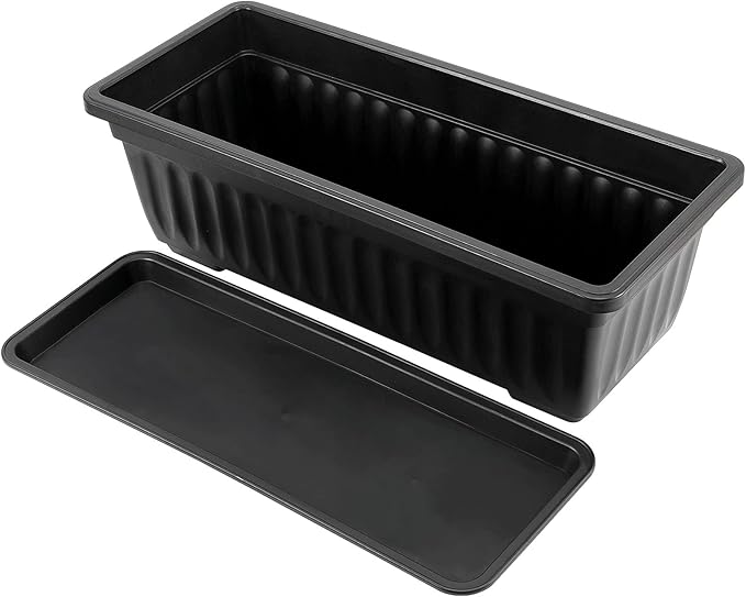 JOIKIT 17 Inches Black Plastic Planter Box, 6 Packs, Good Drainage, Indoor Outdoor Usage, for Garden, Windowsill, Patio, Balcony JOIKIT