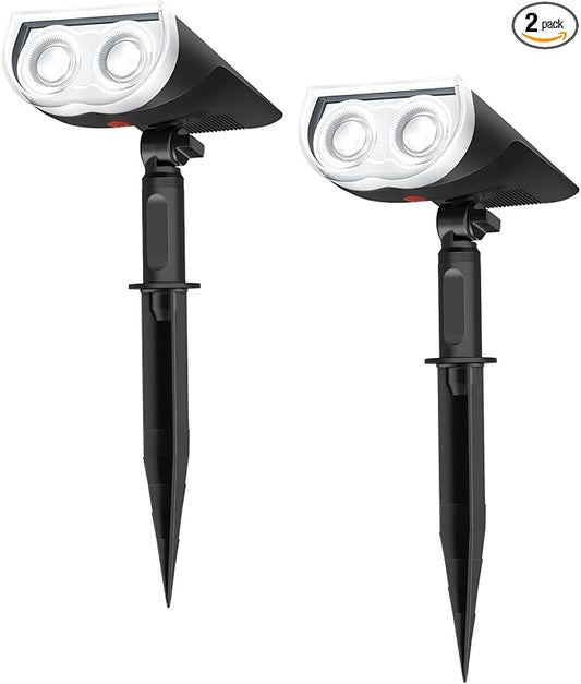 Linkind Solar Lights Outdoor StarRayS, Bright Solar Spot Lights Outdoor, IP67 Waterproof Spotlights for Garden Yard Landscape Walkway Patio Tree (Daylight, 2 Pack) Linkind