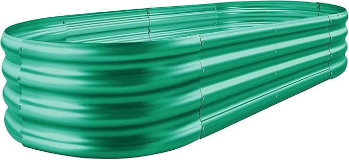 Land Guard Galvanized Raised Garden Bed Kit, Galvanized Planter Raised Garden Boxes Outdoor, Oval Large Metal Raised Garden Beds for Vegetables 4 x 2 x 1ft(1pcs) (Green)… Rootora