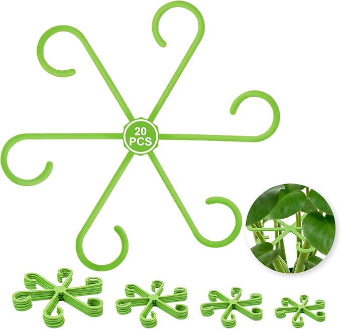 20pcs Plant Stem Support, Unique Design Stem Supports for Indoor Plants, Monstera Plant Support for Thriving Growth, Four Different Size Combinations Indoor Plants Accessories (Green) Rootora