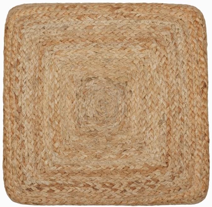 REDEARTH · Cube Pouf Foot Stool Ottoman - Jute Braided Pouffe Poof Accent Sitting Footrest for The Living Room, Bedroom, Nursery, Patio, Lounge & Other Rooms (14.5”X14.5”X16”; Natural Olive) REDEARTH