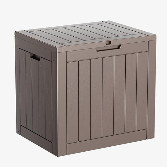 DRATO 35 Gallon Deck Boxes Resin Outdoor Storage Box UV Resistant Outside Deck Box with Lockable Lid for Patio Furniture（Grey，35 Gallon） DRATOprovidesawarmandcozy