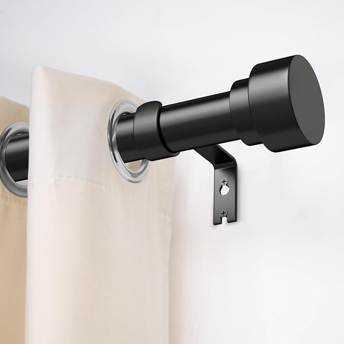 2 Pack Curtain Rods for Windows 66 to 120, 1 Inch Black Adjustable Heavy Duty Extra Long Curtain Rod with End Caps, Modern Indoor Outdoor Window Drapery Rods for Patio Bedroom, Size 32"-120" TimeForest