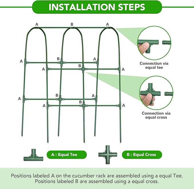 Cucumber Trellis for Raised Bed, U-Shape Garden Trellis for Climbing Plants Outdoor, Metal Arch Vegetables Trellis, Plant Support for Grape Vine Beans Squash Peas Flower ZPMOCKAQ