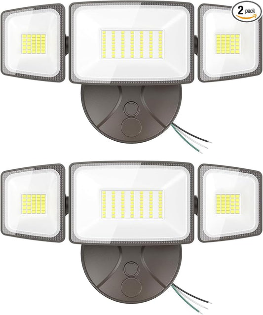 Onforu 2 Pack 75W Flood Lights Outdoor, 7000LM LED Floodlights Switch Controlled, IP65 Waterproof Exterior Lighting Fixture with 3 Adjustable Heads, 6500K Security Light for Eave Garage Yard Onforu