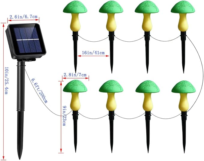 Solar Mushroom Lights Garden Decor 8 Green Crack Mushrooms Outdoor Decor Stake Lights Waterproof Solar Pathway Light Gardening Gifts for St Patrick's Day Easter Gnomes Yard Halloween Xmas Decorations Viewpick