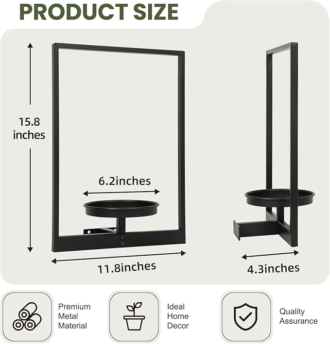 Wall Planters for Indoor Plants, Window Plant Shelves Set of 3, Wall Plant Stand to Hold Large Pots - Premium Metal Hanging Plant Holder for Indoor Outdoor Decor STORENIZATION
