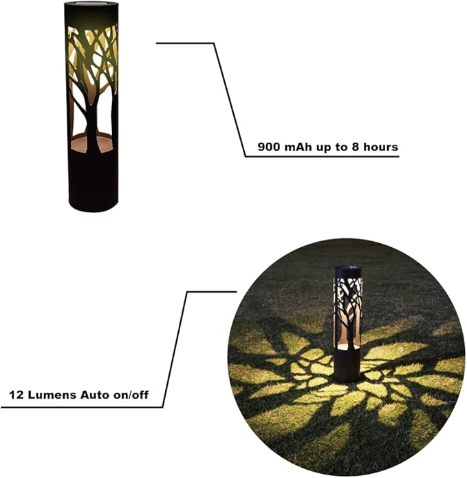 4Pack Solar Pathway Lights Outdoor, Landscape Lighting Dust to Dawn Solar Lights for Garden Decor, Metal Path Lights Solar Powered for Yard Lawn Patio Walkway Warm Yellow PUMPSUN