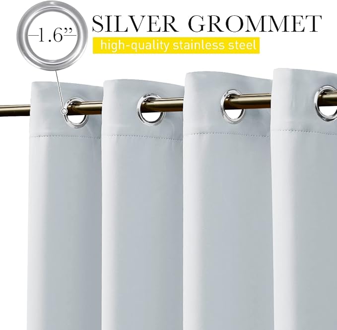 NICETOWN 2 Panels Windproof Outdoor Curtains for Patio Waterproof, Extra Wide Grommet & Back Tab on Top & Bottom Thermal Insulated Sun Blocking Drapes with Rope for Deck, Greyish White, W100 x L95 NICETOWN